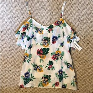 White/Floral Summer Blouse NEVER WORN & with tags!